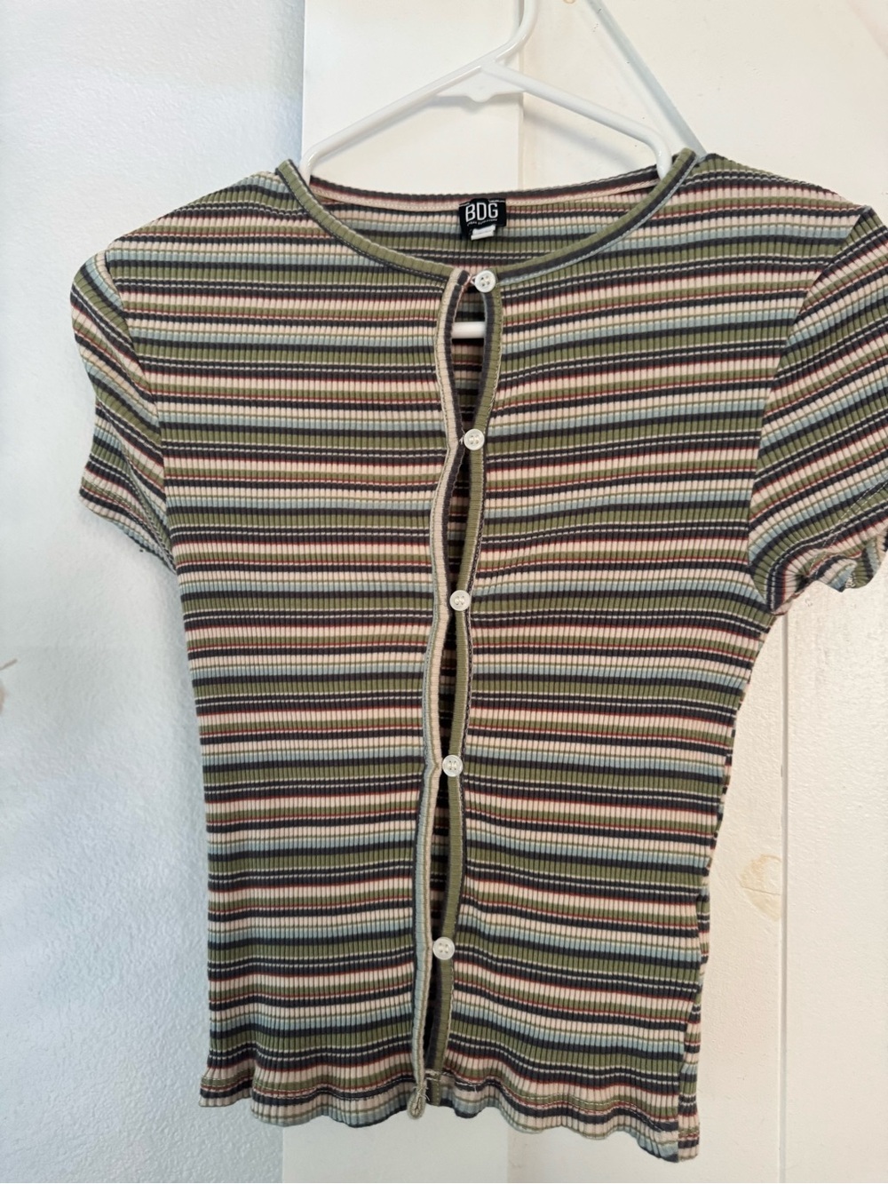 BDG Striped Ribbed Button-Up Tee and BDG Tops